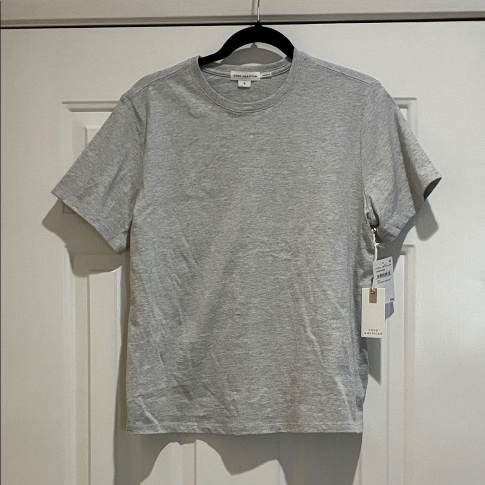 Good American Heather grey girlfriend cotton T-Shirt
